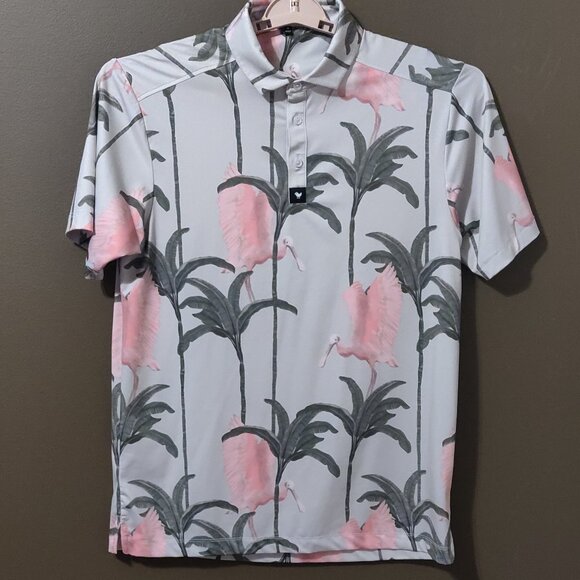 Bad Birdie Flamingo Golf Polo Men's SIZE MEDIUM - Picture 1 of 4